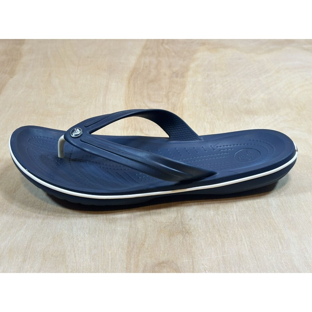 Crocs Crocband Flip Flops Sandals Mens 12 Navy Blue And White - Picture 9 of 10
